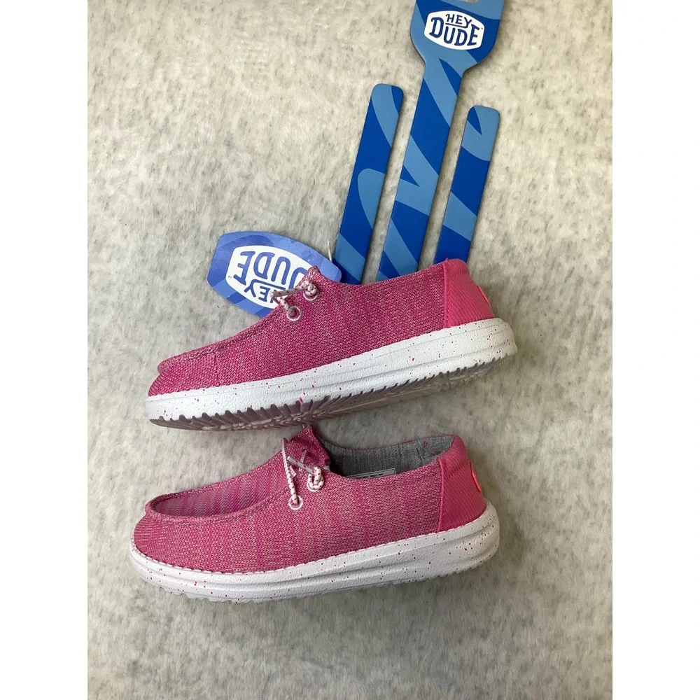 Hey Dude Wendy Youth Sport Mesh Bright Pink Slip On Shoes 40449-6WX Size TD12